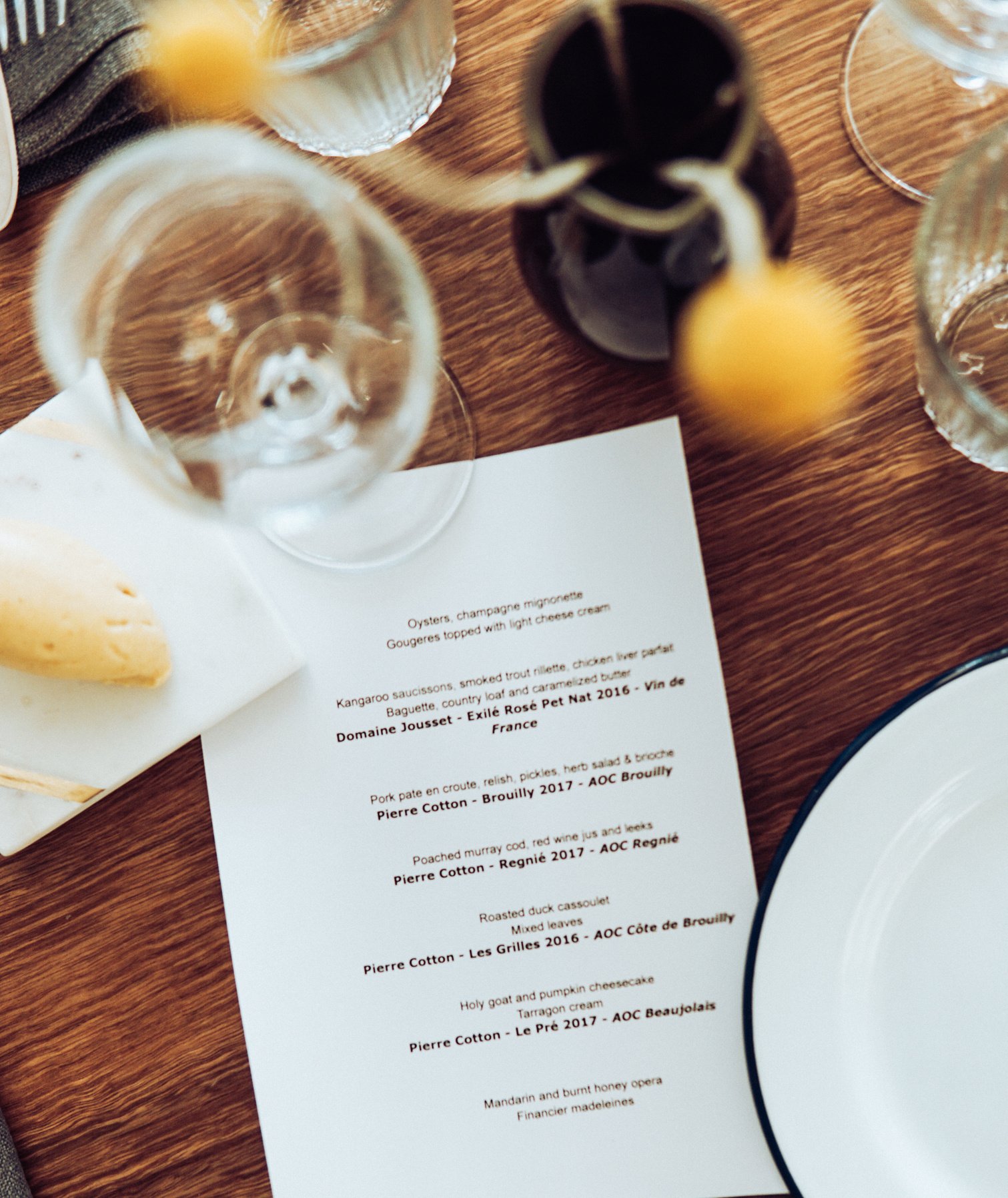 Menu on a Table